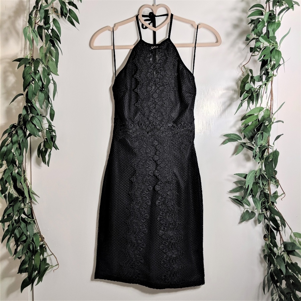 Nasty Gal x Nana Judy Crochet Mesh Halter Dress